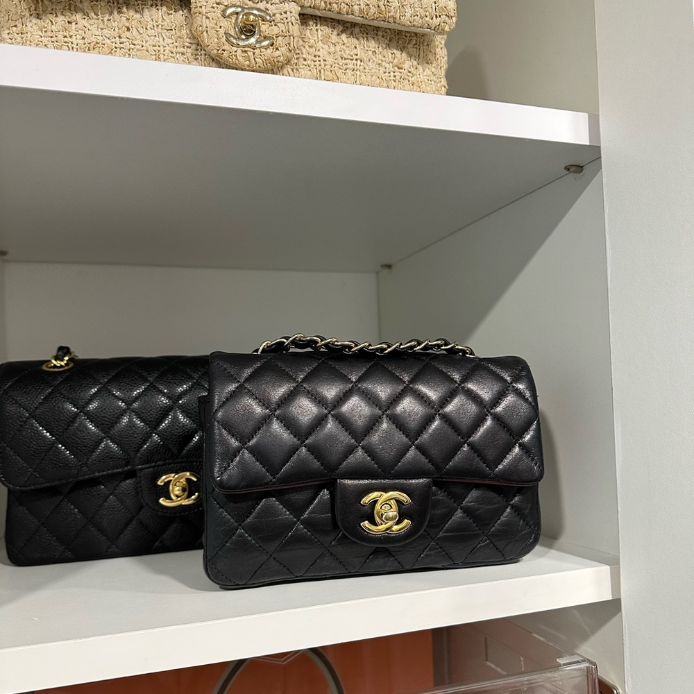 Chanel, mini rectangle, lambskin, black